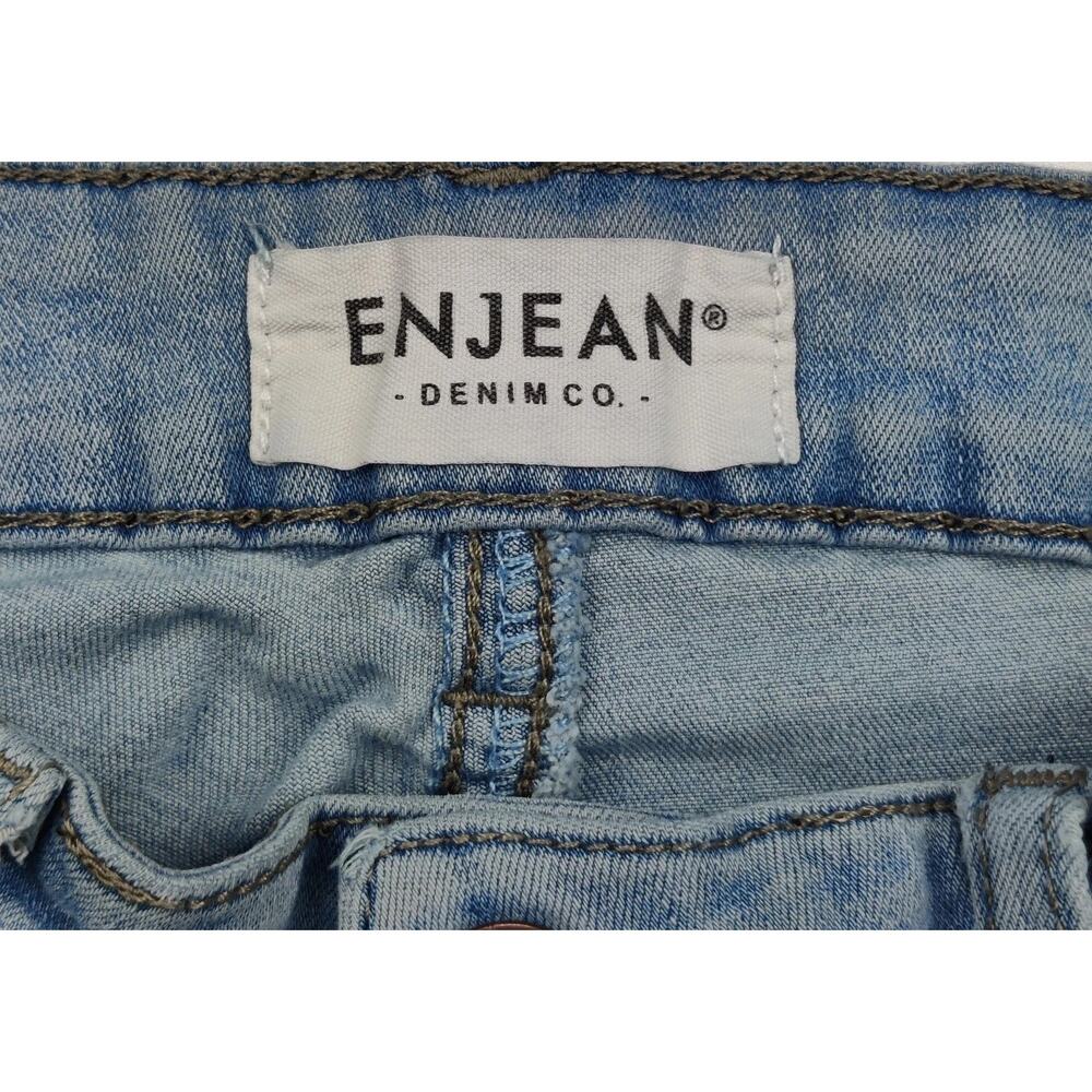 ENJEAN Bootcut Jeans Juniors 5 Blue Light Wash Distressed Stretch Denim 27x30 - Picture 2 of 11